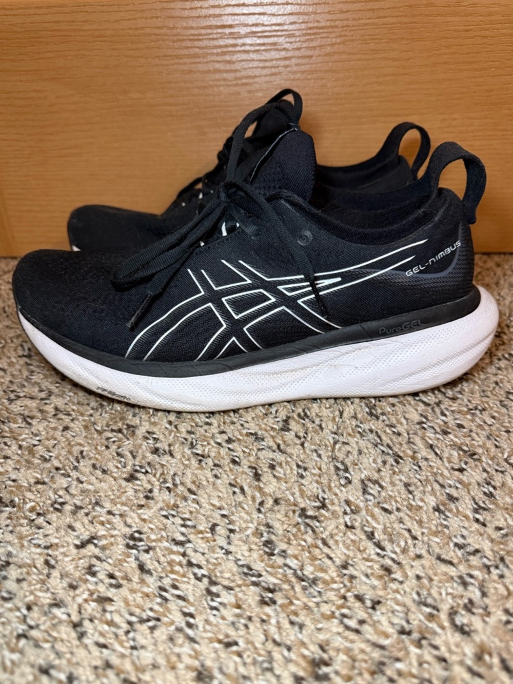 ASICS Black & White GEL-Nimbus Running Sneakers